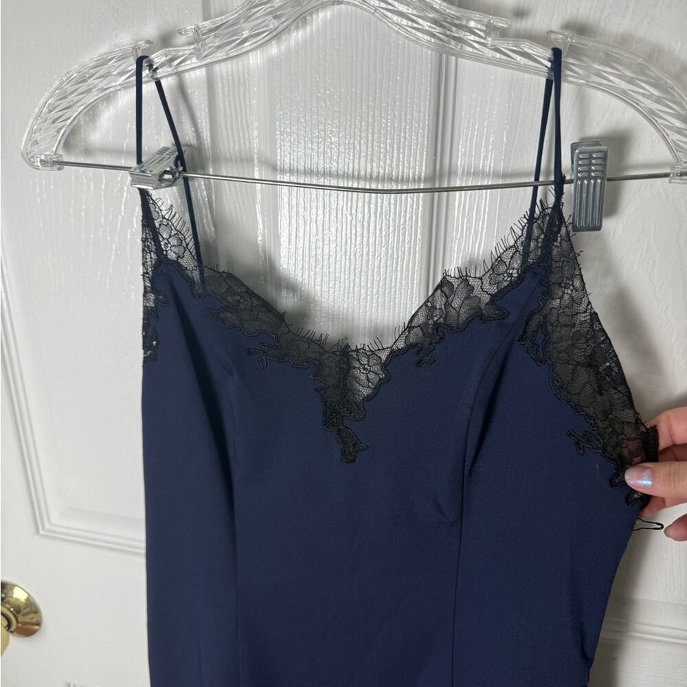 Staud Nadia Lace Trim Midi Dress in Navy M - Picture 4 of 9